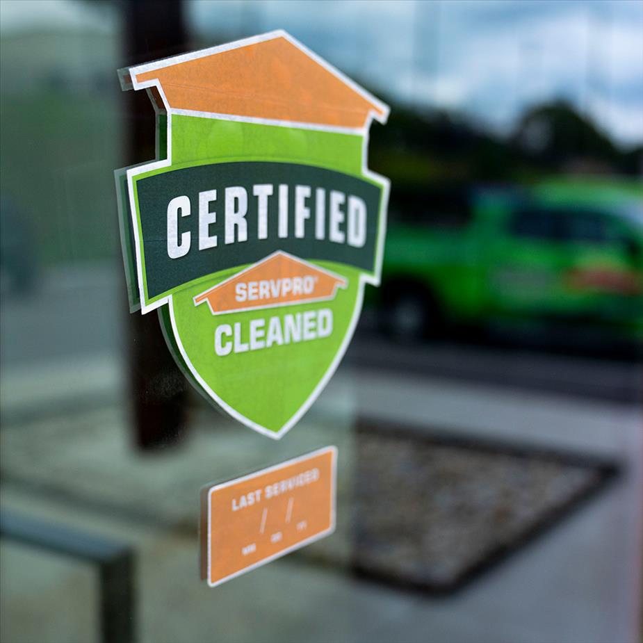 Certified: SERVPRO Cleaned window sticker